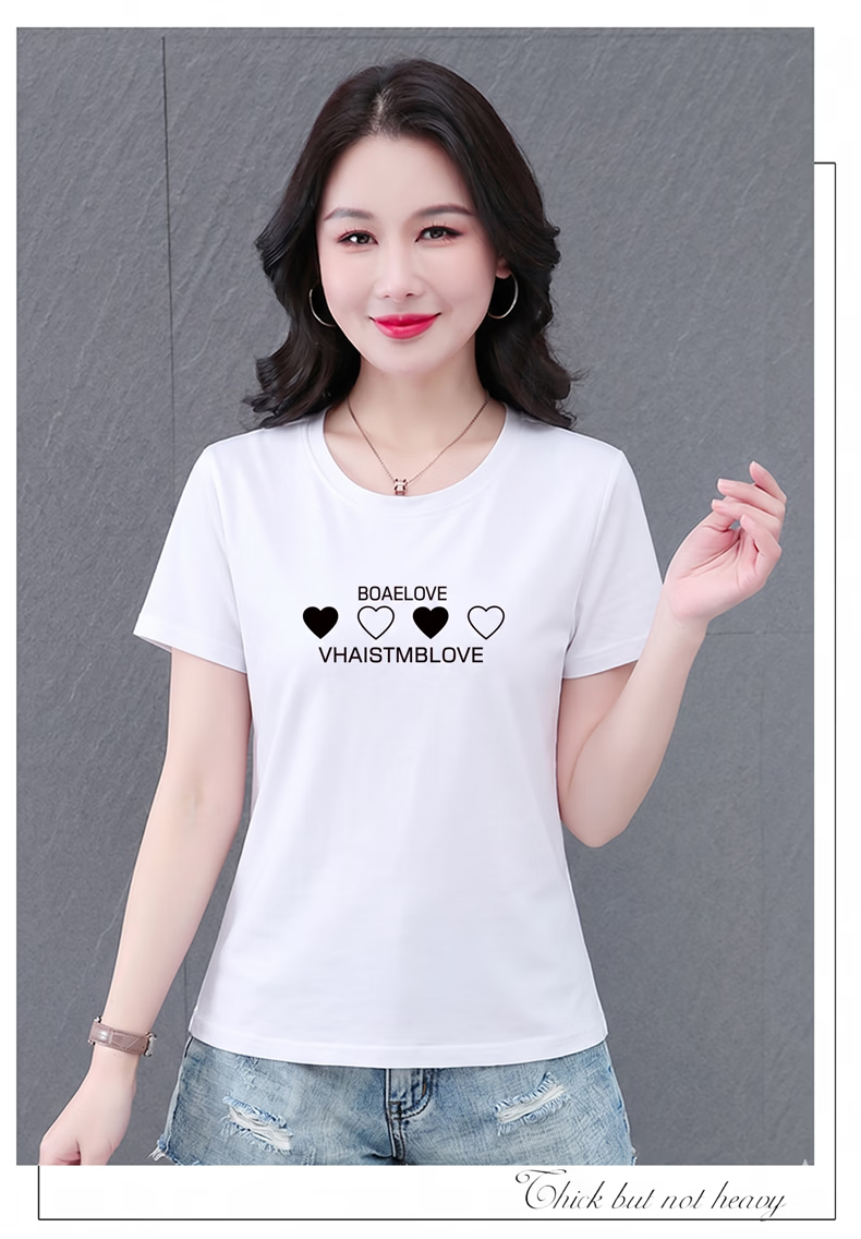 AEMAPE Good Cotton Short Sleeve T-Shirt Women Summer 2026 New Middle-aged Mom Mother's Day Casual Stylish Loose Fit Top 3