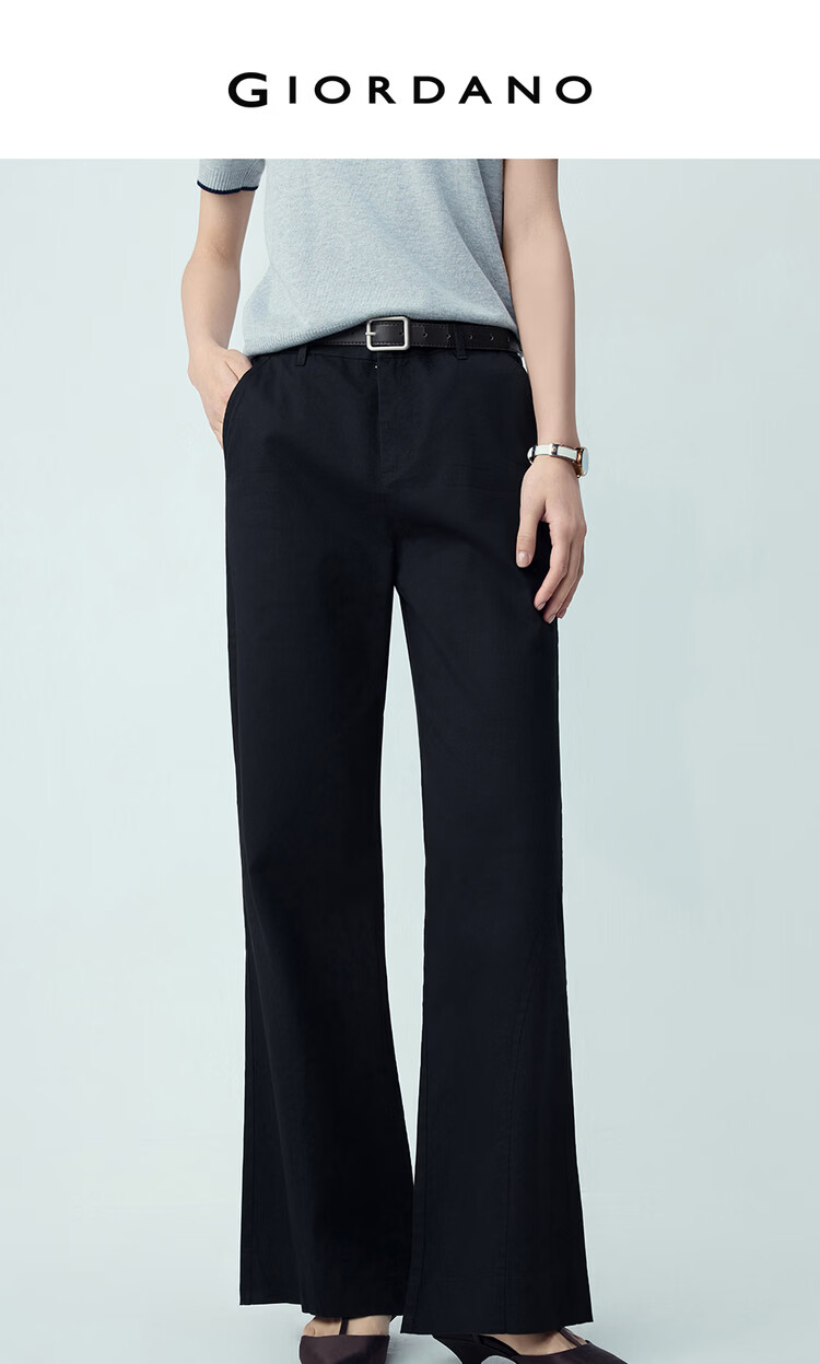 Giordano Women's Pants 2026 Summer New Bone-Breaking Casual Mid-Waist Stretch Cotton Flared Trousers 13416312 3