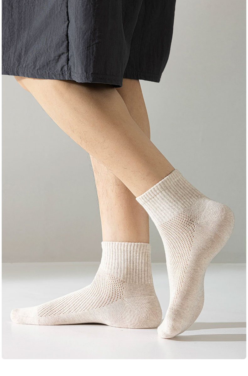 Cotton Thirteen Men's Short Socks Summer Thin Mesh Breathable 100% Cotton Antibacterial Deodorant Youth Low-Cut Socks 6 Pairs 10