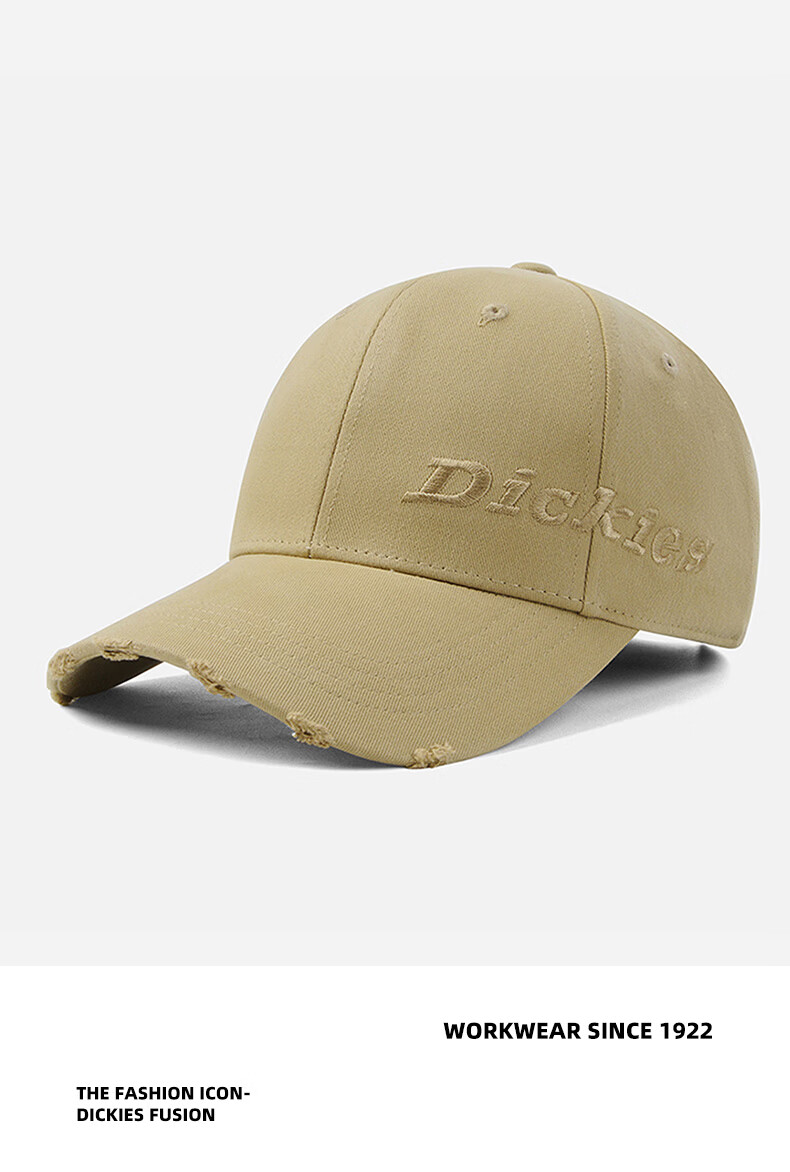 Dickies Distressed Hard Top Baseball Cap Unisex Long Brim Sun Protection Deep Fit Duckbill Hat Black 4