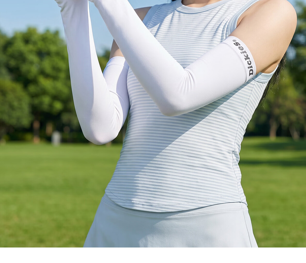 Dickies Women's Cooling UV Protection Ice Silk Arm Sleeves for Driving, Cycling, Outdoor Fishing - White 6