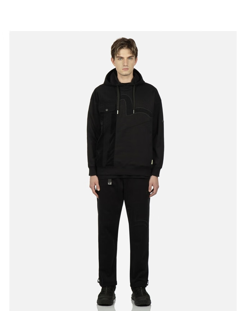 evisu 2022年秋冬新款 男士小海鸥拼布运动裤2eahtm2sp510lfctc 黑色