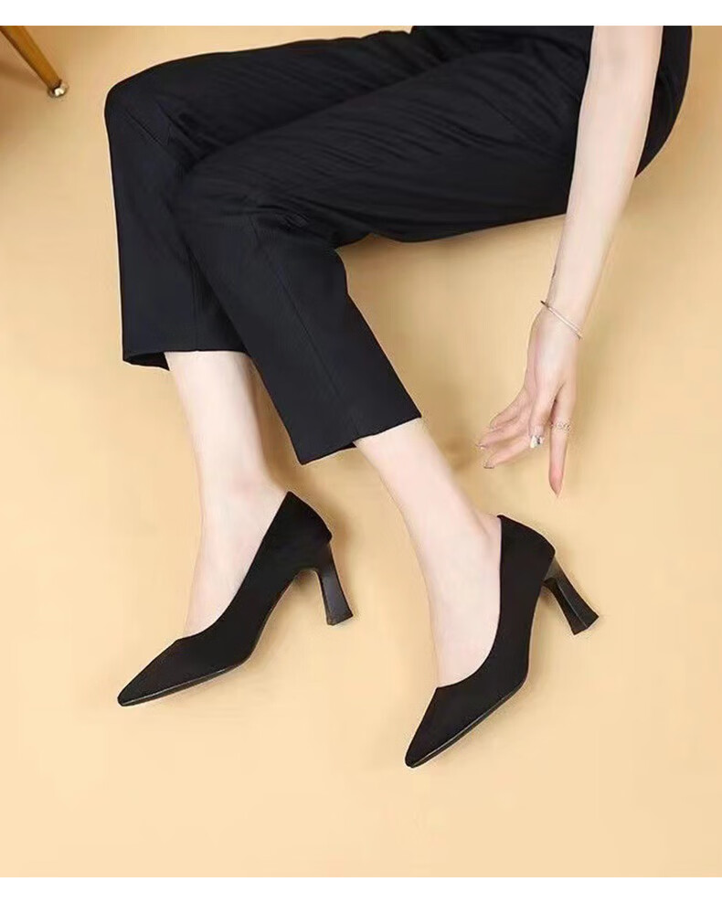 FOOTOPPO Nude Pointed Toe Stiletto Patent Leather High Heels Women's New Comfortable Professional Shoes 26