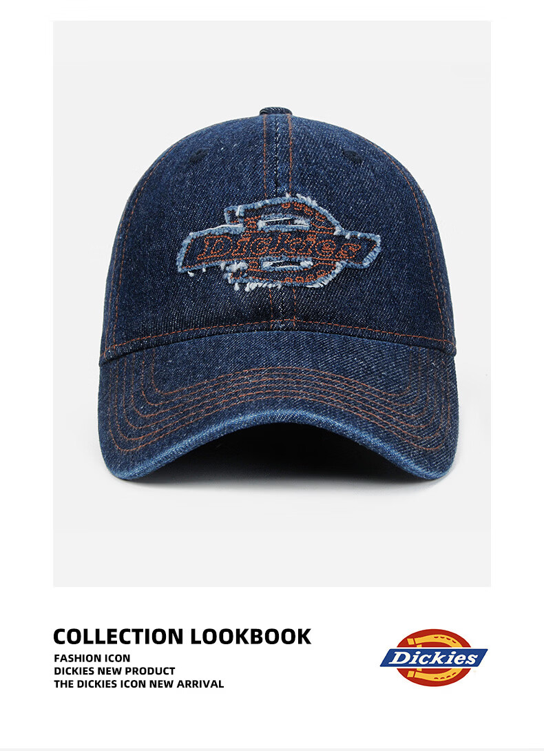 Dickies Distressed Vintage Baseball Cap Unisex Couple Sun Protection Deep Fit Duckbill Hat Light Blue 12
