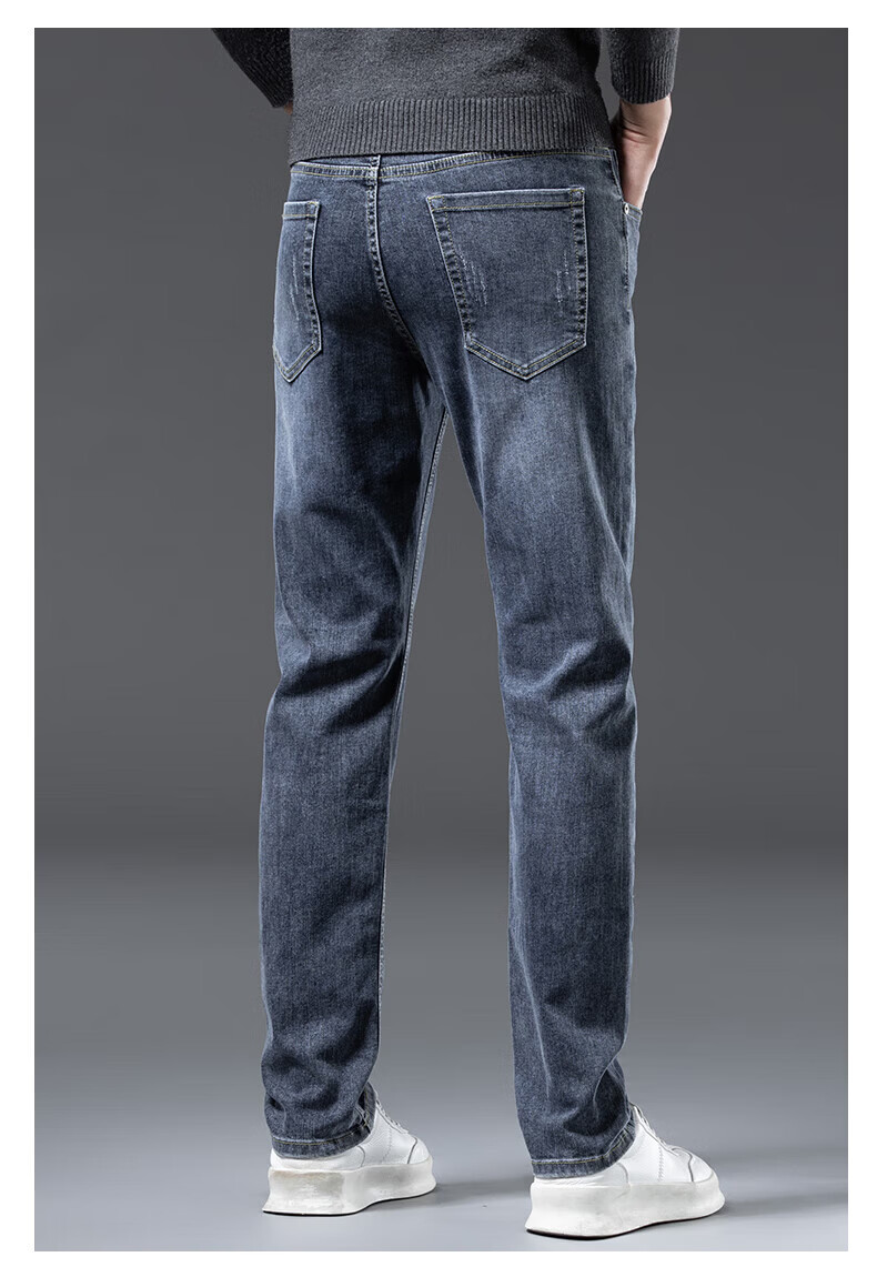 Romon [Cotton Stretch Soft] Men's Summer Slim Fit Straight Leg Breathable Elastic Denim Jeans Light Blue 34 8