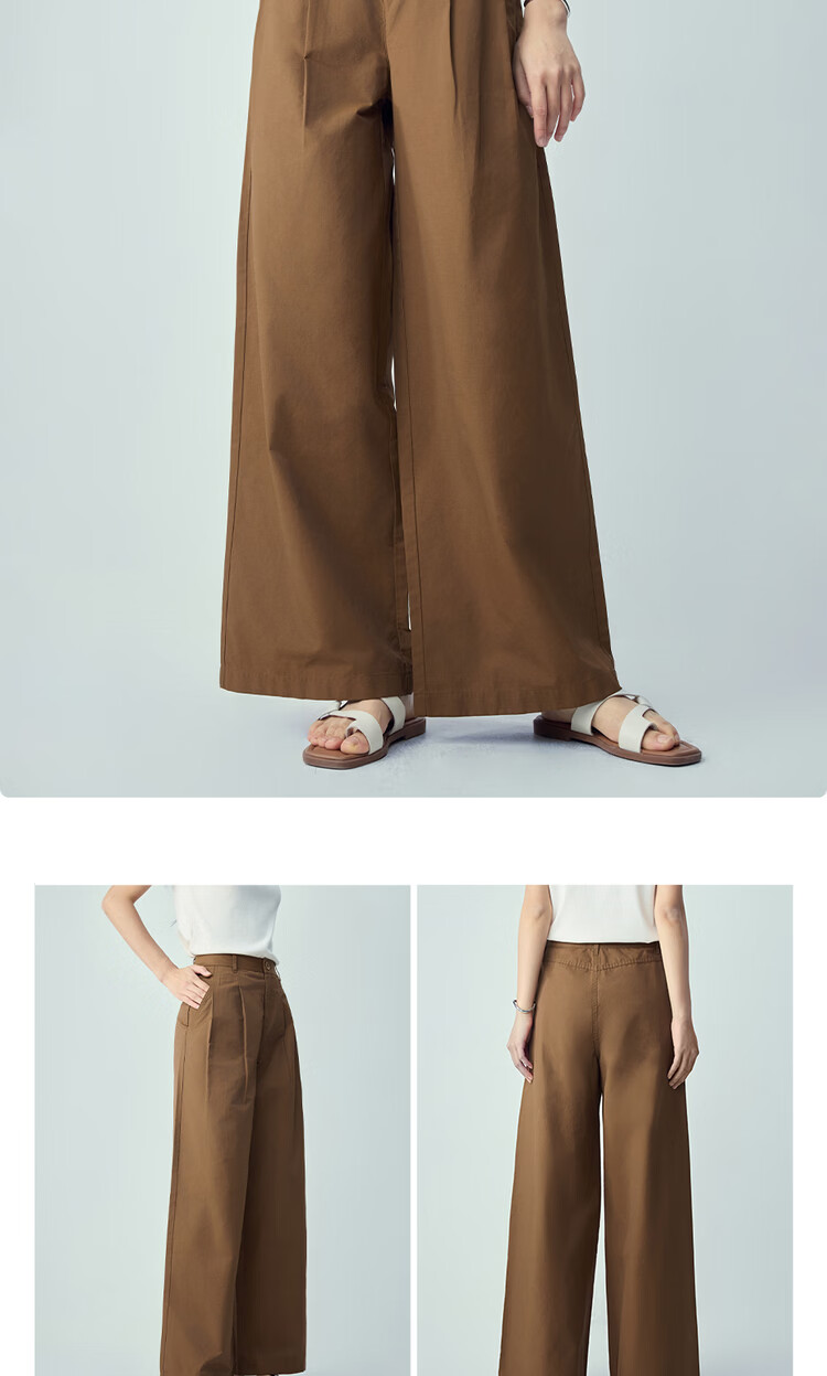 Giordano Women's Pants 2026 Summer Black Technology Cooling Pleated High-Waist Casual Wide-Leg Trousers 05416310 17