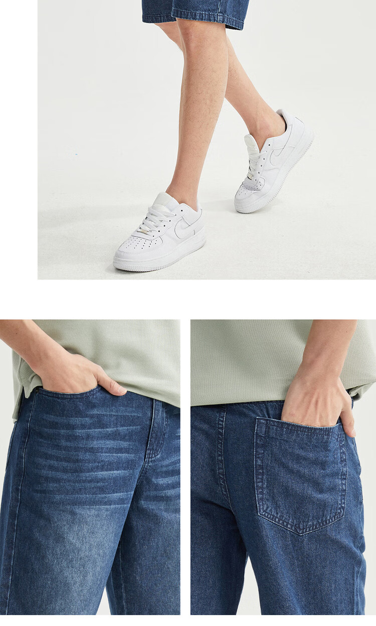 Giordano Men's 2026 Summer New Pure Cotton Lightweight Cat Whisker Mid-Rise Straight Denim Shorts 13106211 12