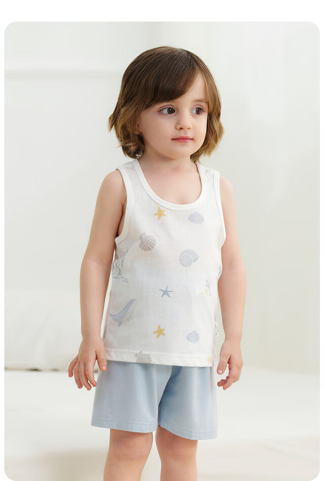 TONGTAI Baby Vest Spring and Autumn Pure Cotton Infant Clothes Belly Protection Vest Boys and Girls Base Layer Underwear Blue 80cm 23