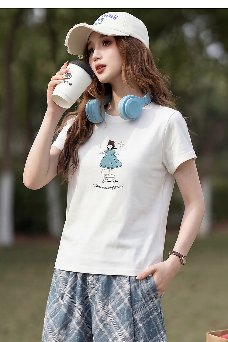 TonLion 2026 Summer Women's Patterned Short Sleeve T-Shirt Casual Versatile Fashion High-End Comfortable Breathable Tee 8
