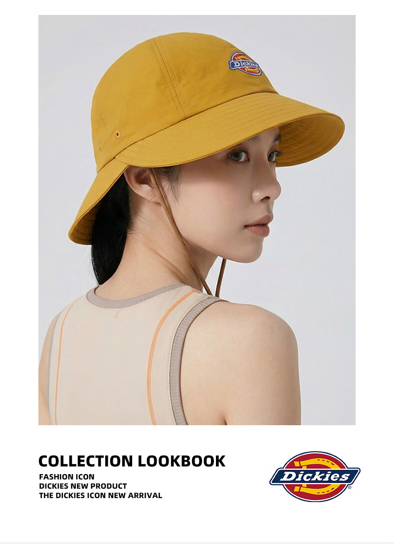 Dickies New Solid Color Double Brim Sunshade Fisherman Hat Unisex Couple Large Brim Breathable Sun Protection Hiking Cap Blue 16