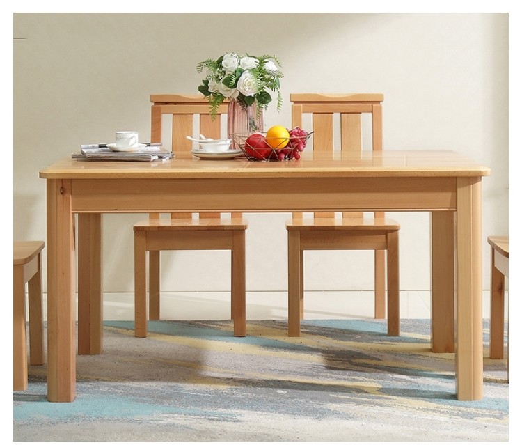 文姬 餐桌 榉木餐桌长方形全实木中式餐桌椅组合现代简约家用饭桌榉木