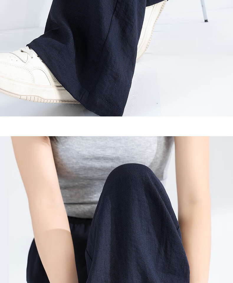 MINISO Women's Linen Wide-Leg Pants 2026 New Summer Thin High-Waist Lazy Style Straight Pants Slim Casual Trousers 24