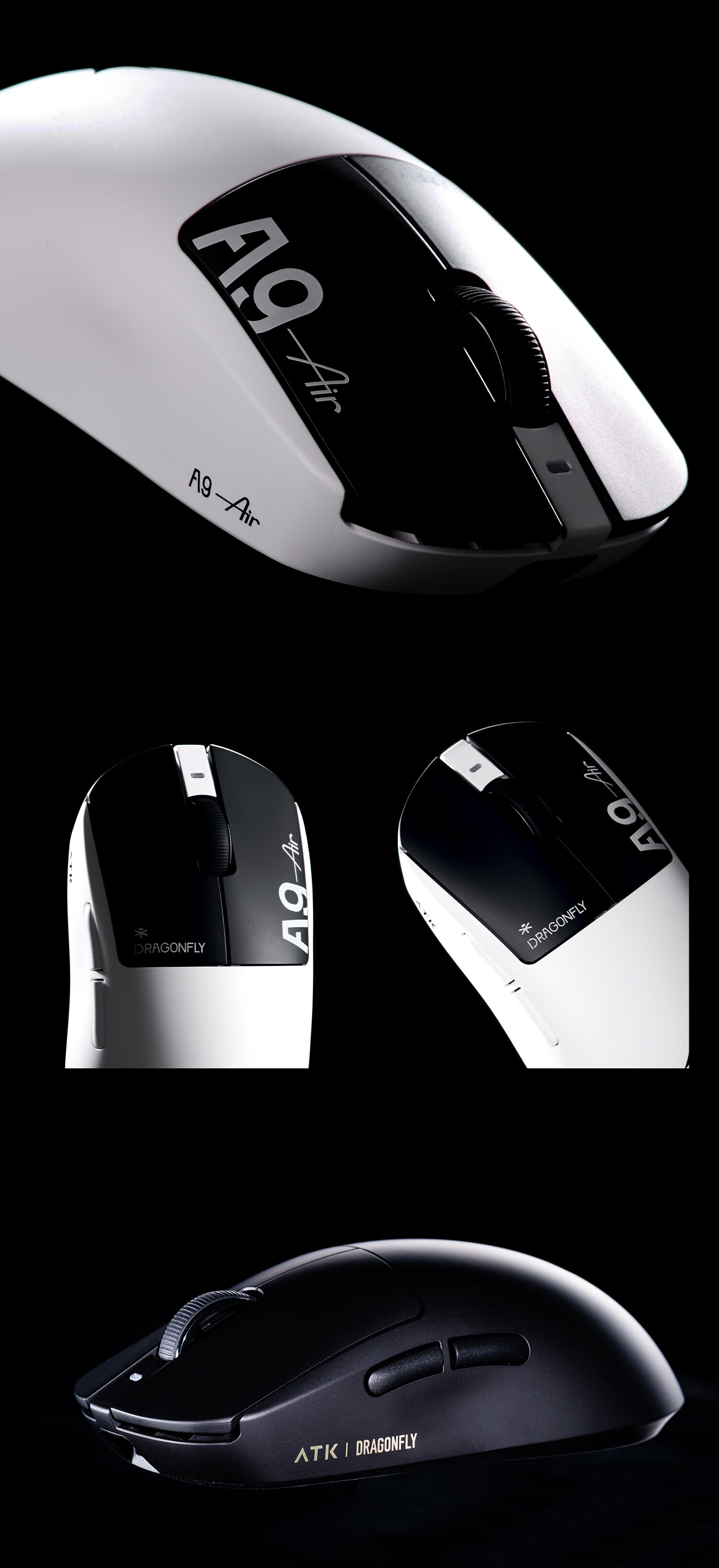 ATK Dragonfly A9 Wireless Gaming Mouse Office Mouse Wired/2.4G Dual-Mode Lightweight Symmetric Minimalist Ergonomic A9 Master Edition + Rose Red 3955 32