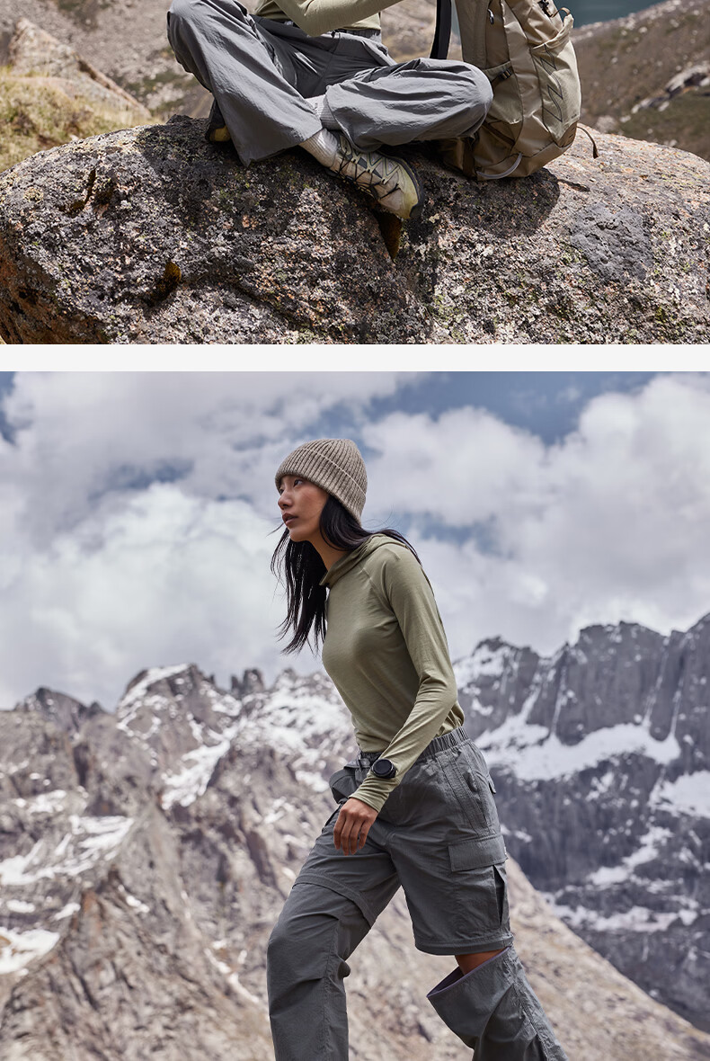 BEIN SPACE Summer New Women's Hiking Durable Water-Repellent Detachable Outdoor Long Pants Mountaineering Pants A080 Moon Shadow Gray L 14