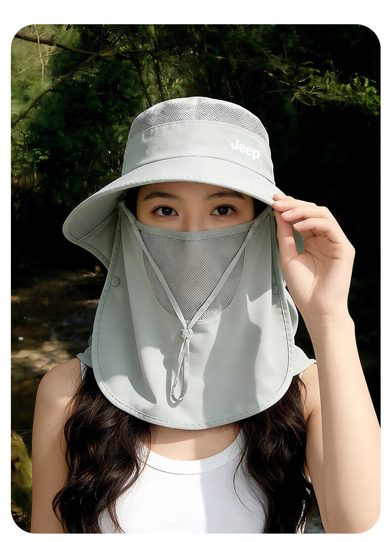 JEEP Women's Sun Protection Hat 2026 New Summer Outdoor Travel Cycling Shoulder and Neck Cover Fisherman Hat 11