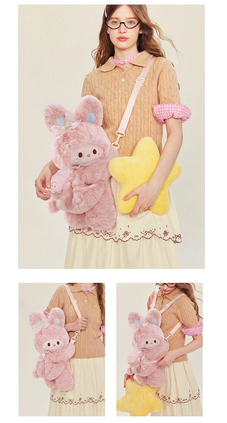 Rubitu Little Lamb Plush Rabbit Crossbody Bag (Medium) Cute Backpack for Girls Gift 11