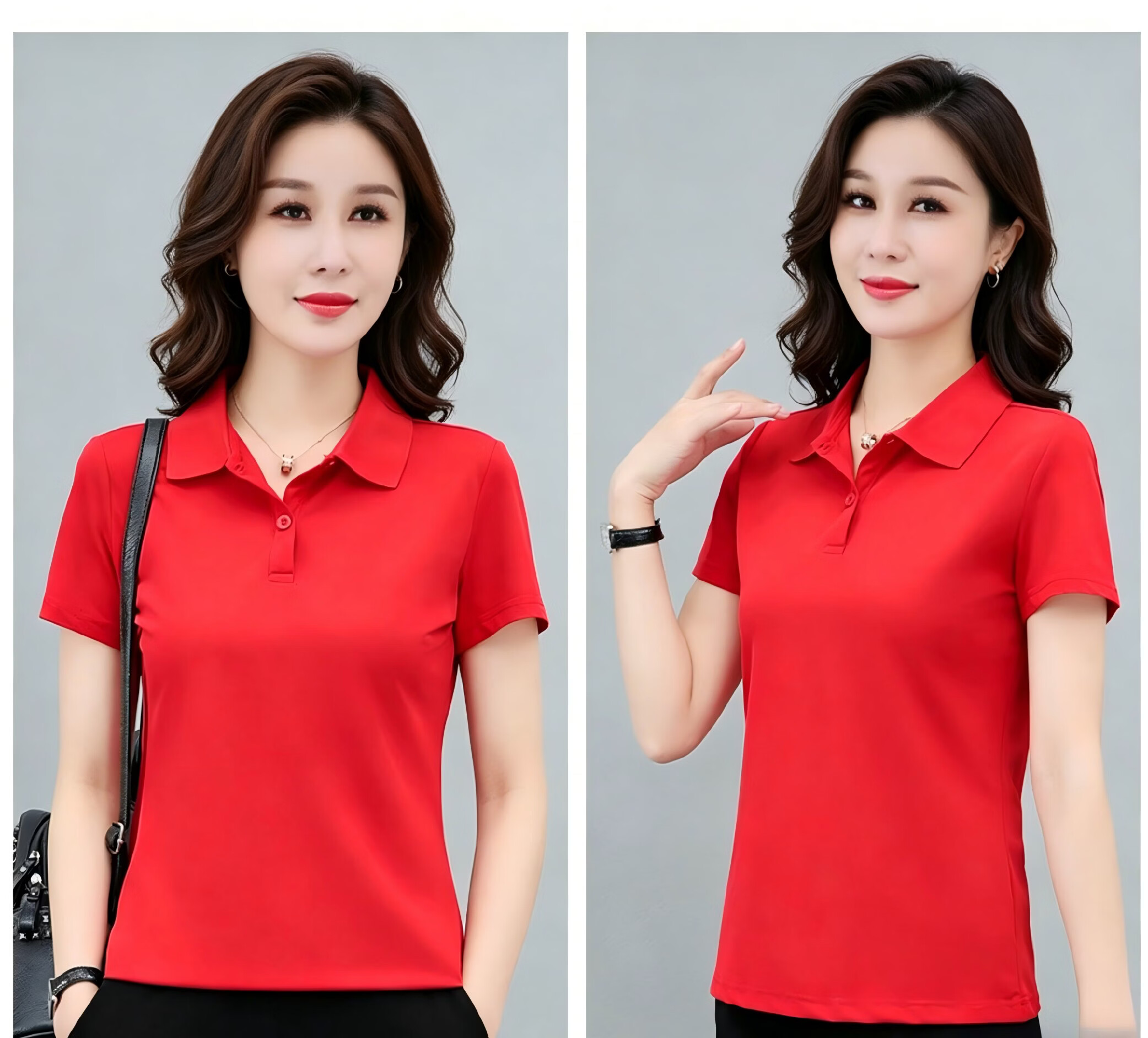 AEMAPE Ice Silk Solid Color Short Sleeve T-Shirt Women 2026 Summer New Fashionable Polo Shirt Casual Versatile Collared Top 14
