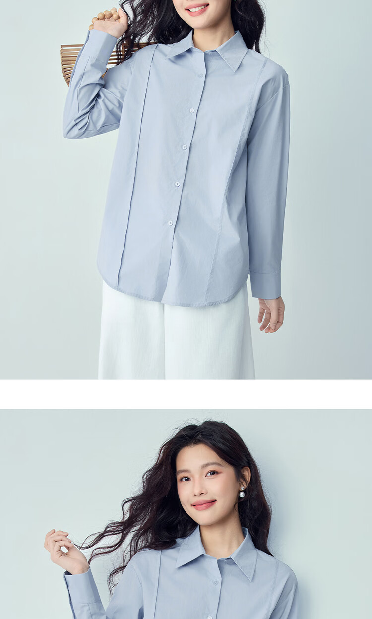 Giordano 2026 Spring New Pure Cotton Solid Color Distressed Loose Fit Casual Workwear Women's Long Sleeve Shirt 13346120 16