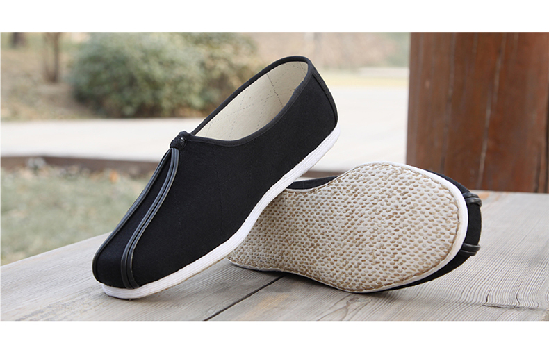 同升和老北京布鞋男鞋休闲布鞋千层底手工布鞋功夫鞋千洒鞋黑色43