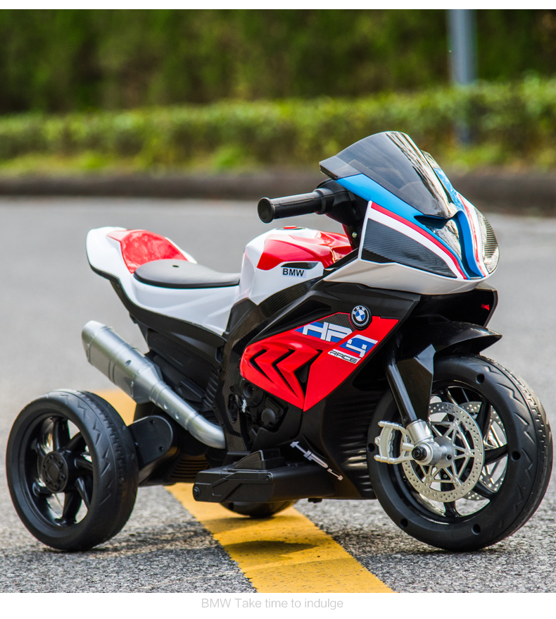 贝瑞佳正版授权宝马儿童电动车可坐人电动越野摩托车宝宝玩具车三轮车