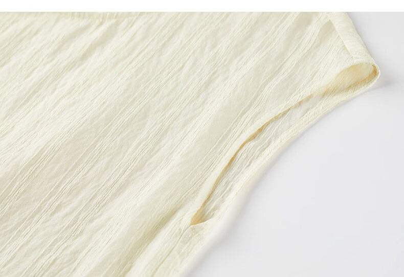 Shangdu Bila Commuter Gentle Style Round Neck T-Shirt Women Summer Vertical Jacquard Textured Loose Slim Pleated Casual Top 27