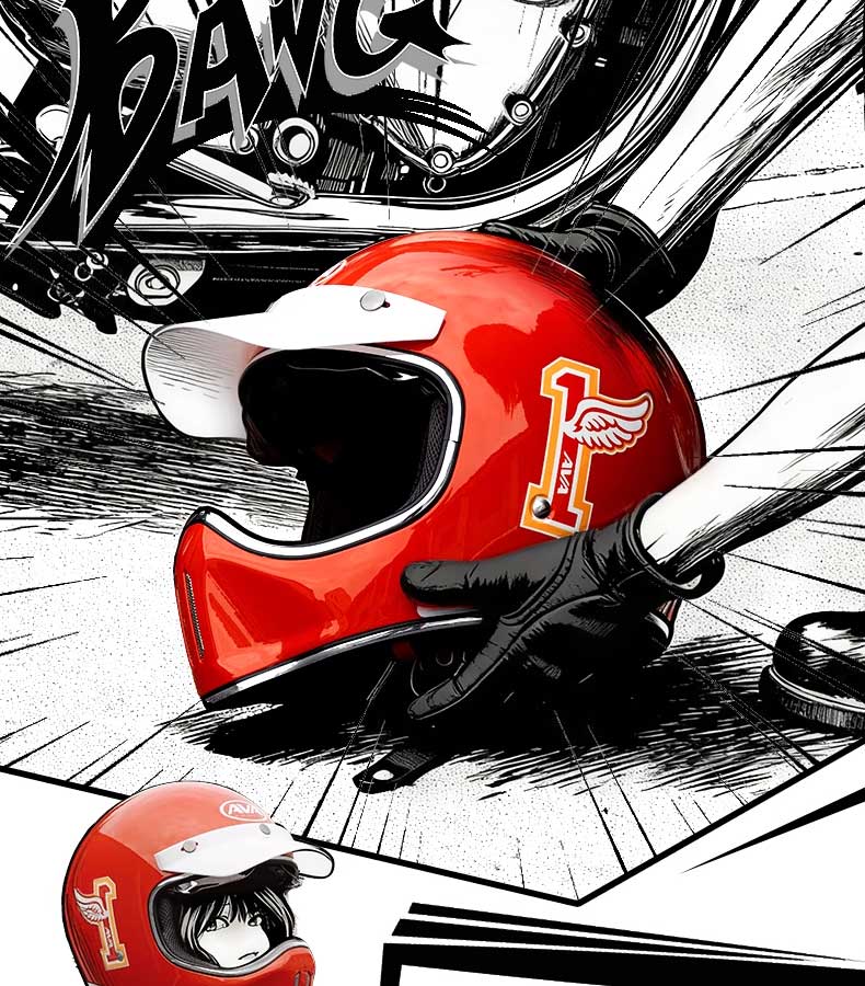 AVA Ranger Motorcycle Retro Full Face Cruiser Helmet Small Shell Off-Road Helmet Unisex Lake Silver + Riding Gift Pack M 8