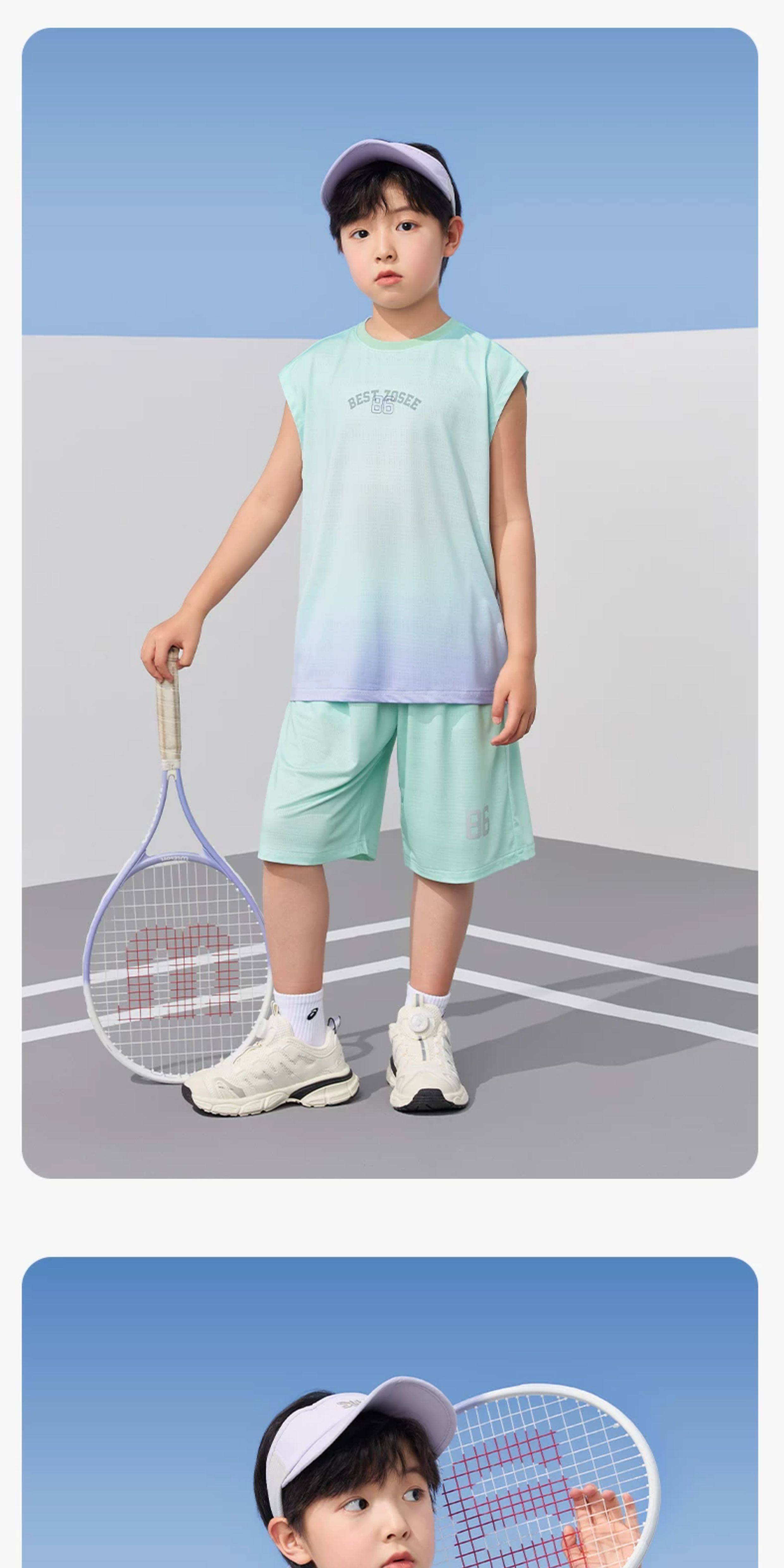 Zuoxi Boys' Summer Outfit Set, 2026 New Style Children's Short-Sleeve Set, Quick-Dry Sports Two-Piece Suit for Summer, Blue, Size 160 33