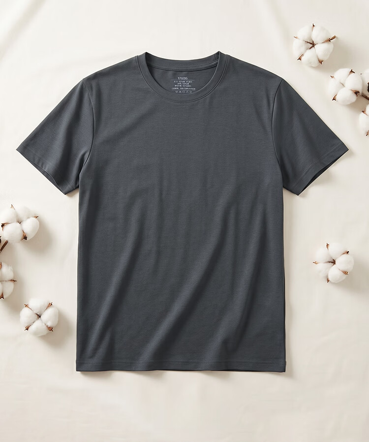 Hodohome Men's Soft Cotton Basic T-Shirt Round Neck Short Sleeve White Solid Color Simple Fashion White 170 15