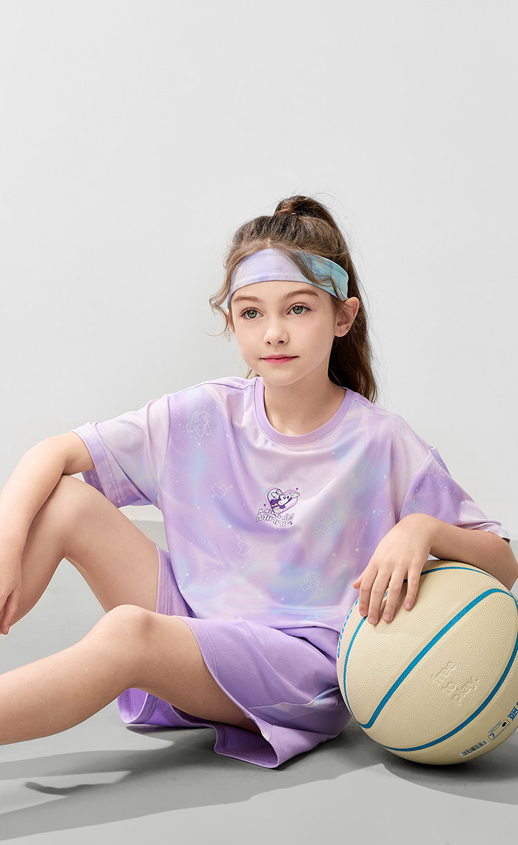 Disney Kids Boys and Girls Sports Set Children's Short Sleeve Two-Piece Summer Casual Outfit Dreamy Blue-Purple Tie-Dye Size 140 25