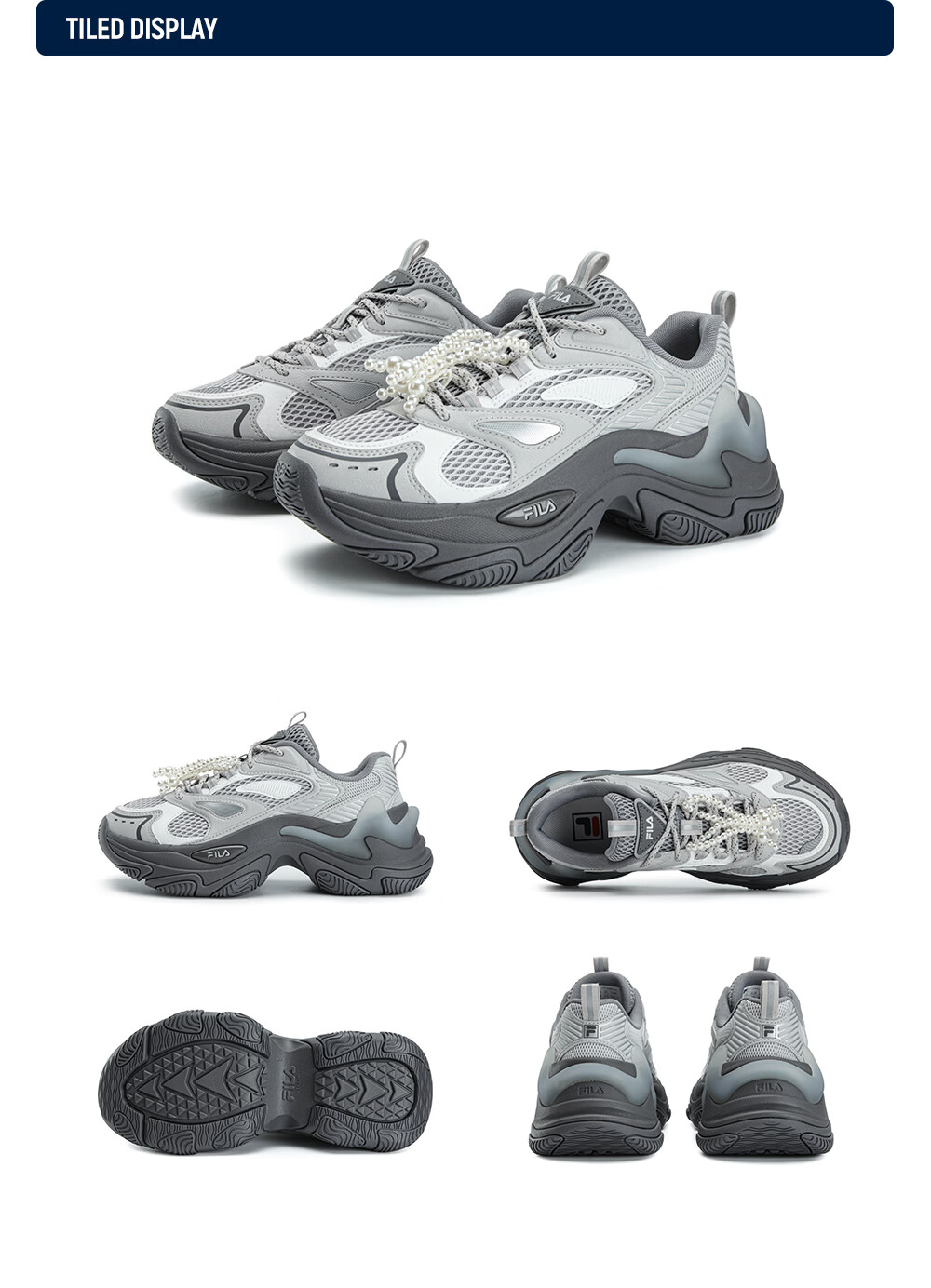FILA Official Fishbone 3+ Dad Shoes Women's Casual Shoes 2026 Summer New Height Increasing Sports Shoes 14