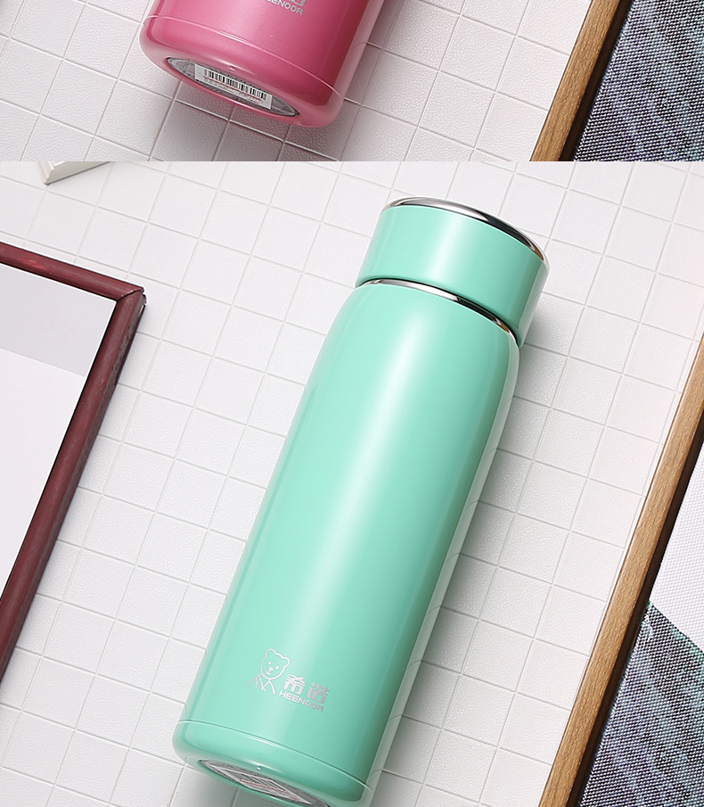 希诺保温杯女士都市轻奢时尚简约杯子真空不锈钢泡茶水杯380ml紫色xn