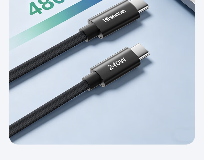 Hisense Type-C Dual-Head PD 240W Super Fast Charging Cable for Huawei Honor Xiaomi Apple 17/16/15 Laptop Car Use Gray Black 2m 16