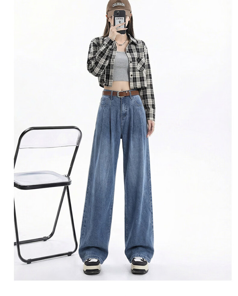 Langsha Tencel Soft Denim Wide-Leg Pants for Women 2026 Summer New Loose High-Waist Slim Straight Ice Silk Casual Long Pants 11