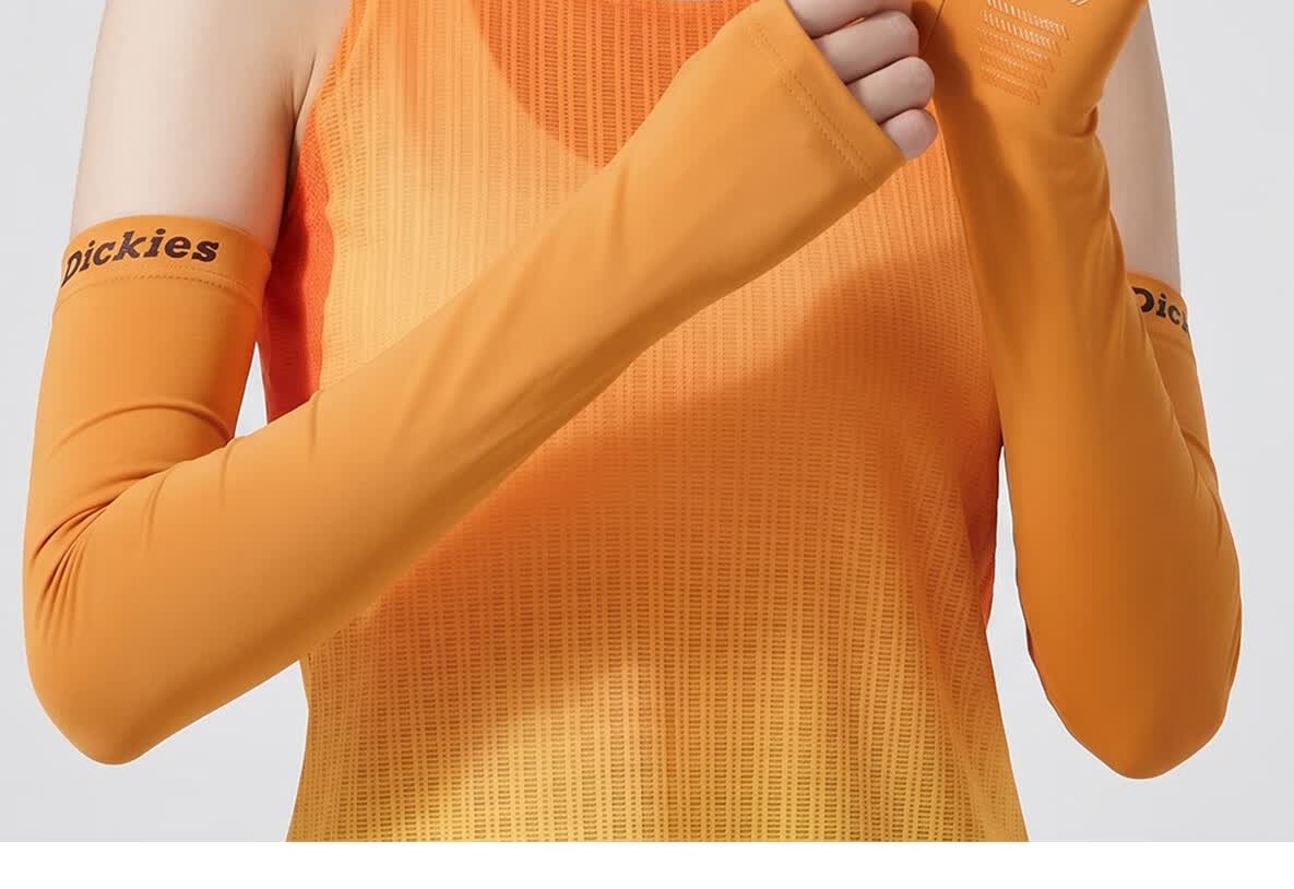 Dickies Sun Protection Ice Sleeves Unisex Lightweight Outdoor Arm Sleeves Cycling UV Protection Ice Silk Sleeve Orange 19