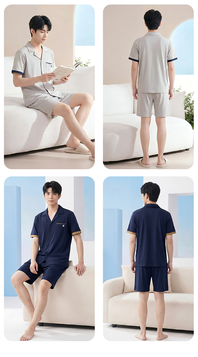 Hodohome Women's 7A Antibacterial Pure Cotton Summer Pajama Set Short Sleeve Foam Purple S 16