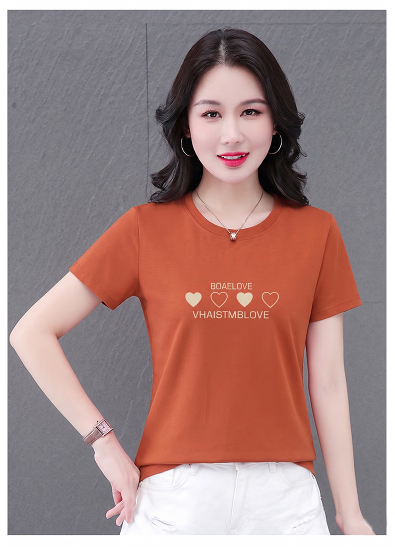 AEMAPE Good Cotton Short Sleeve T-Shirt Women Summer 2026 New Middle-aged Mom Mother's Day Casual Stylish Loose Fit Top 25