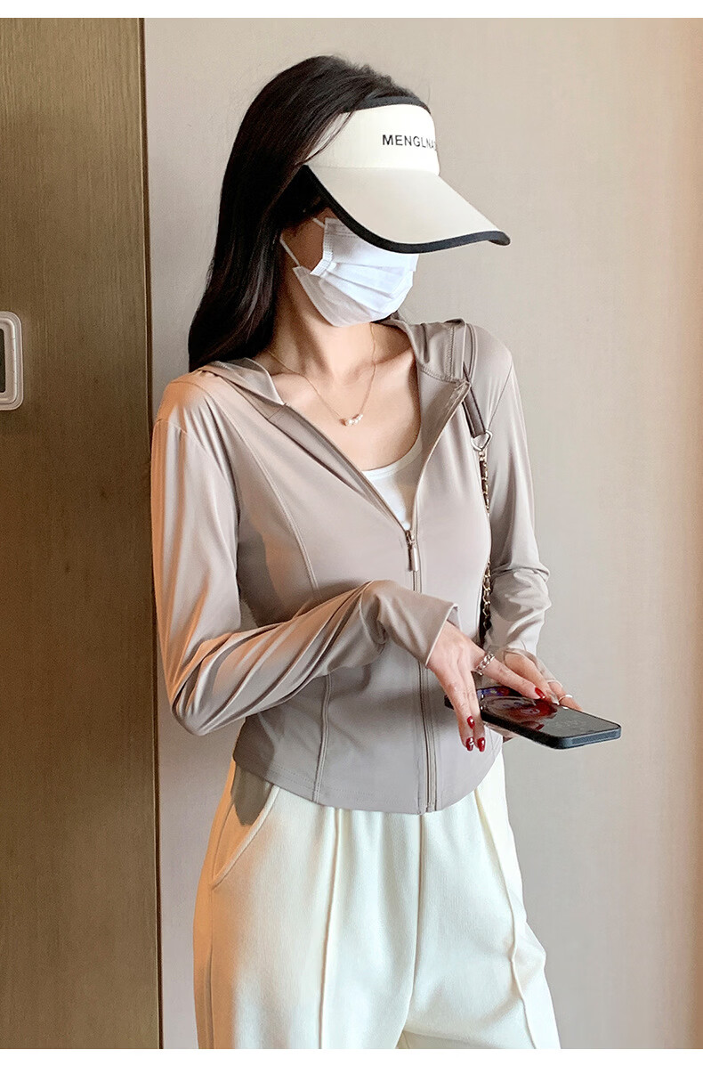 Langsha Women's Ice Silk Sunscreen Jacket Summer Thin Outdoor UV Protection Slim Fit Short Cardigan Coat 19