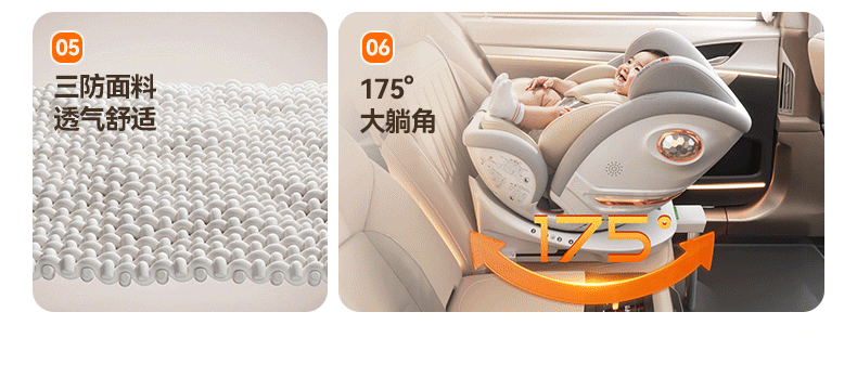 Heekin Zhichang H7 Child Safety Car Seat for 0-12 Years Old Infant Baby with Recline, Smart Ventilation and Heating 6