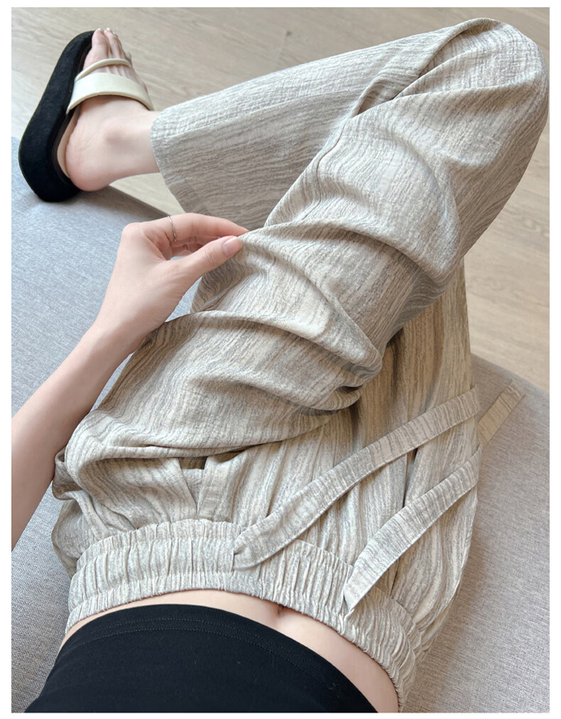 AEMAPE Ice Silk Narrow Wide-Leg Pants for Women Summer 2026 New High-Waist Straight Casual Lazy Floor-Length Trousers 19