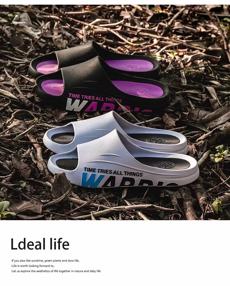Huili Men's Slippers, Summer Thick-Soled Non-Slip Bathroom Slide Sandals, Outdoor Wear, Soft Sole, Durable Beach Sandals, Black And Gray, Size 42-43 16