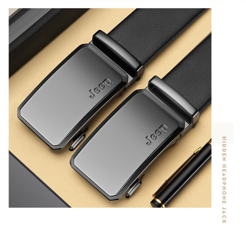 JEEP 2026 New Men's Genuine Leather Automatic Buckle Belt Casual Waistband Father's Day Gift for Dad Husband 6