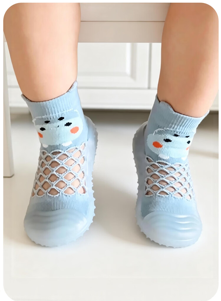 9i9 Baby Toddler Walking Shoes Floor Socks Children's Socks Summer Indoor Outdoor Soft Sole Early Education Shoes B138 Blue Size 24/25 18