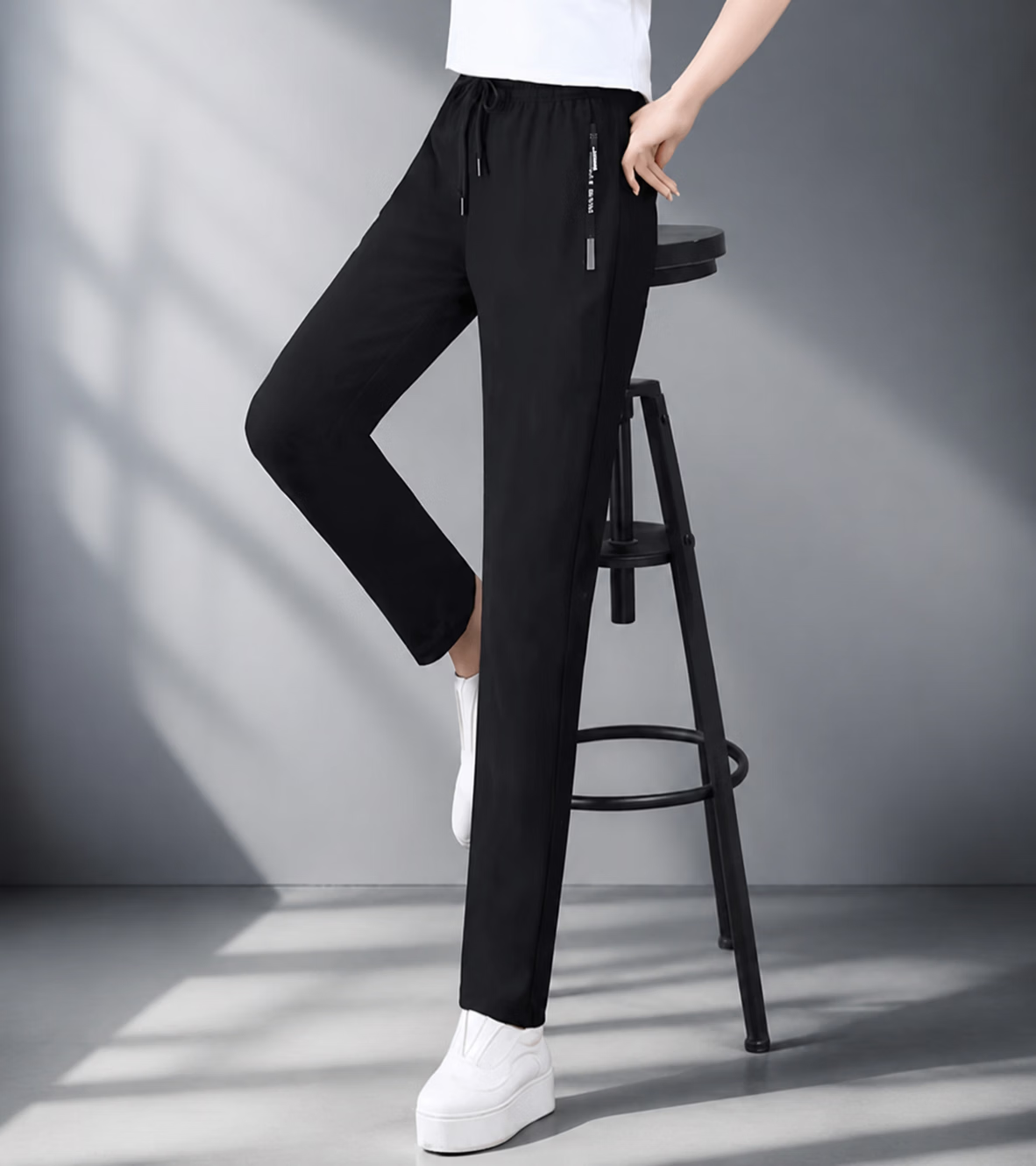 AEMAPE Plus Size Ice Silk Pants for Women 2026 New Summer Thin High Waist Draped Cool Fashion Casual Straight Sweatpants 17