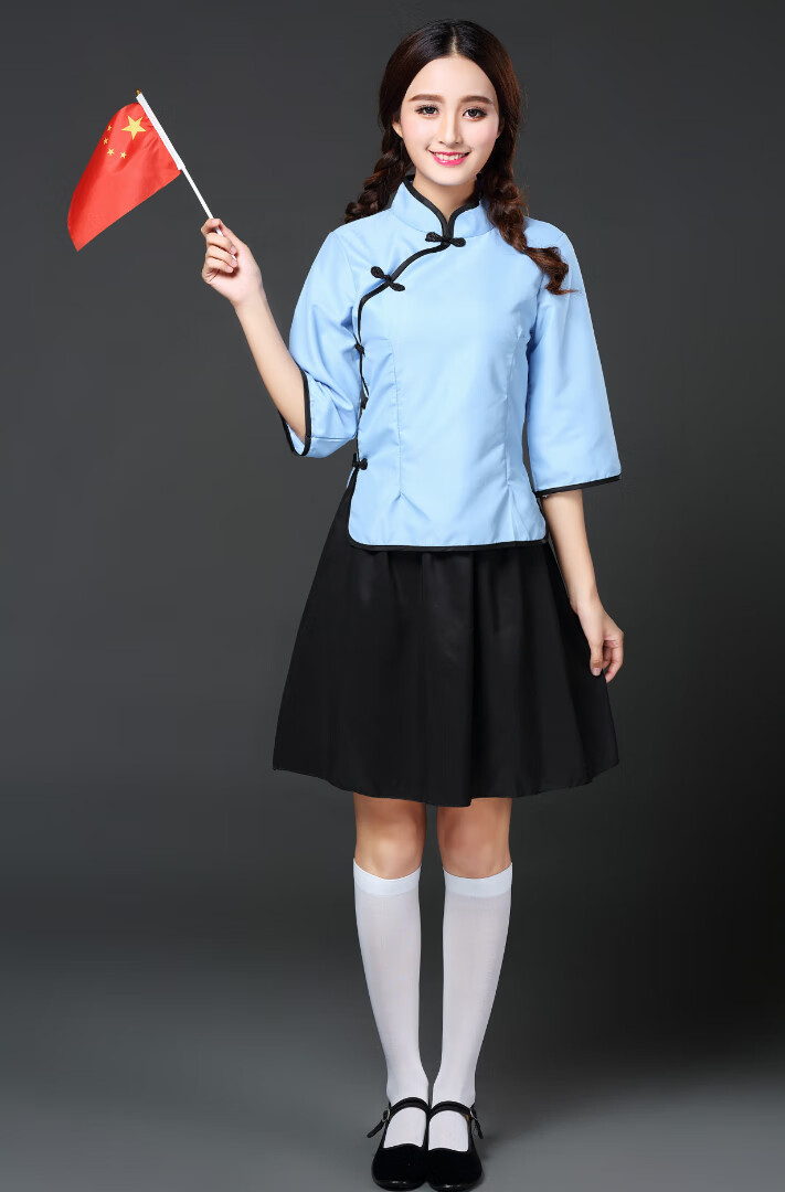 皮尔卡丹民国学生装女复古班服五四青年装中山装合唱表演出服装民国风