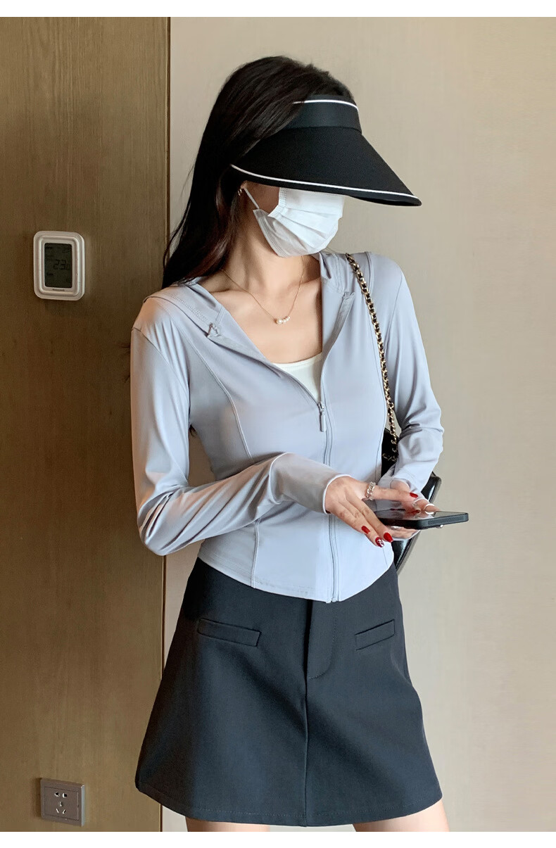 Langsha Women's Ice Silk Sunscreen Jacket Summer Thin Outdoor UV Protection Slim Fit Short Cardigan Coat 16