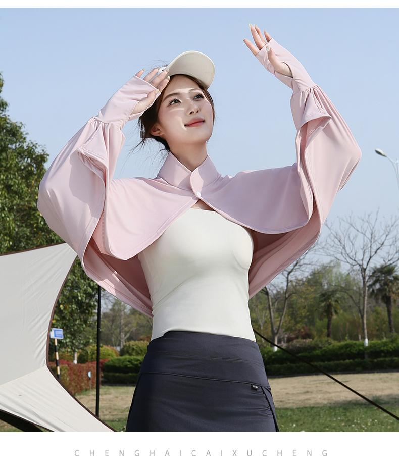Combo Women's Ice Silk Cooling Sunscreen Jacket Short UV Protection Lightweight Skin Jacket for Summer Outdoor Fishing 19