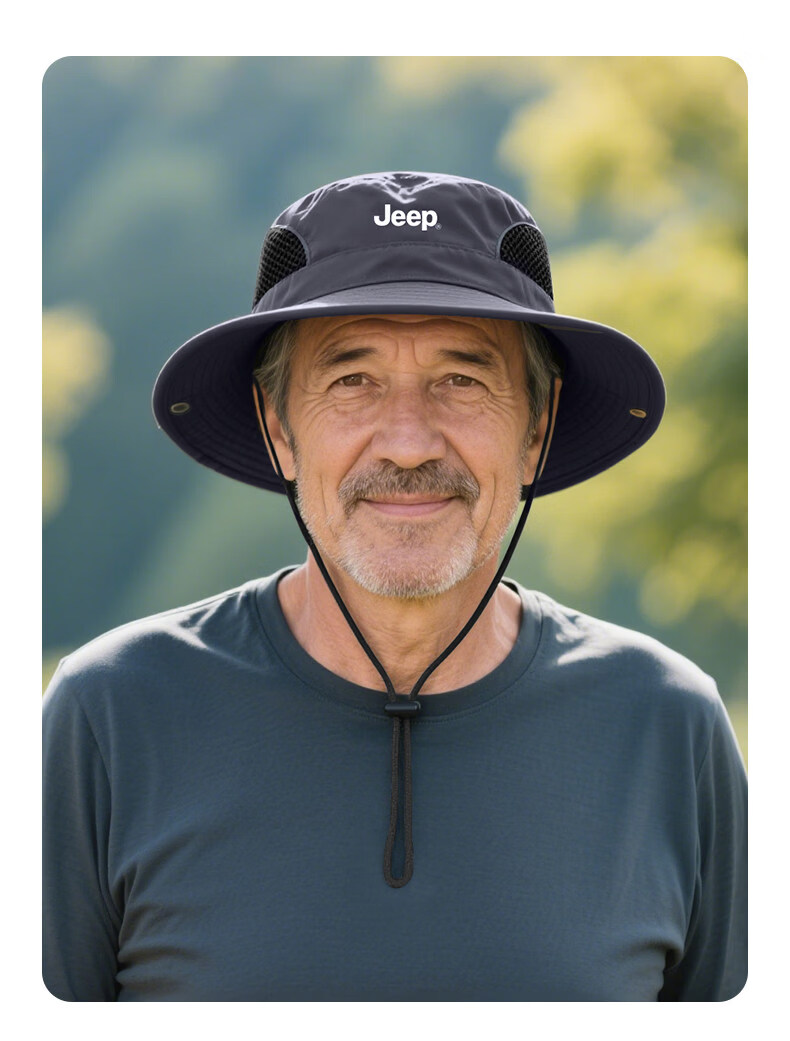 JEEP Men's Summer Sunshade Hat Outdoor Sun Protection Cap for Middle-aged and Elderly Dad Grandpa Travel Fisherman Hat 12