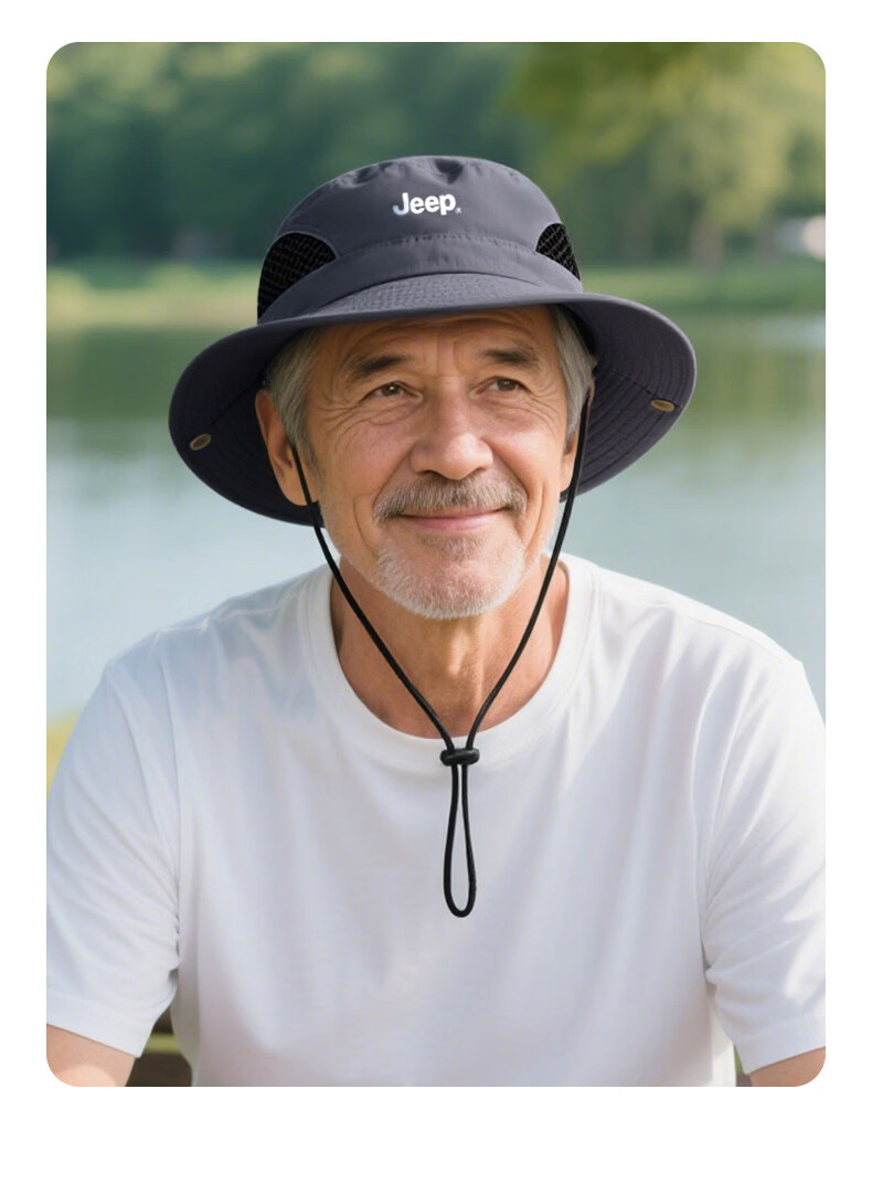 JEEP Men's Summer Sunshade Hat Outdoor Sun Protection Cap for Middle-aged and Elderly Dad Grandpa Travel Fisherman Hat 15