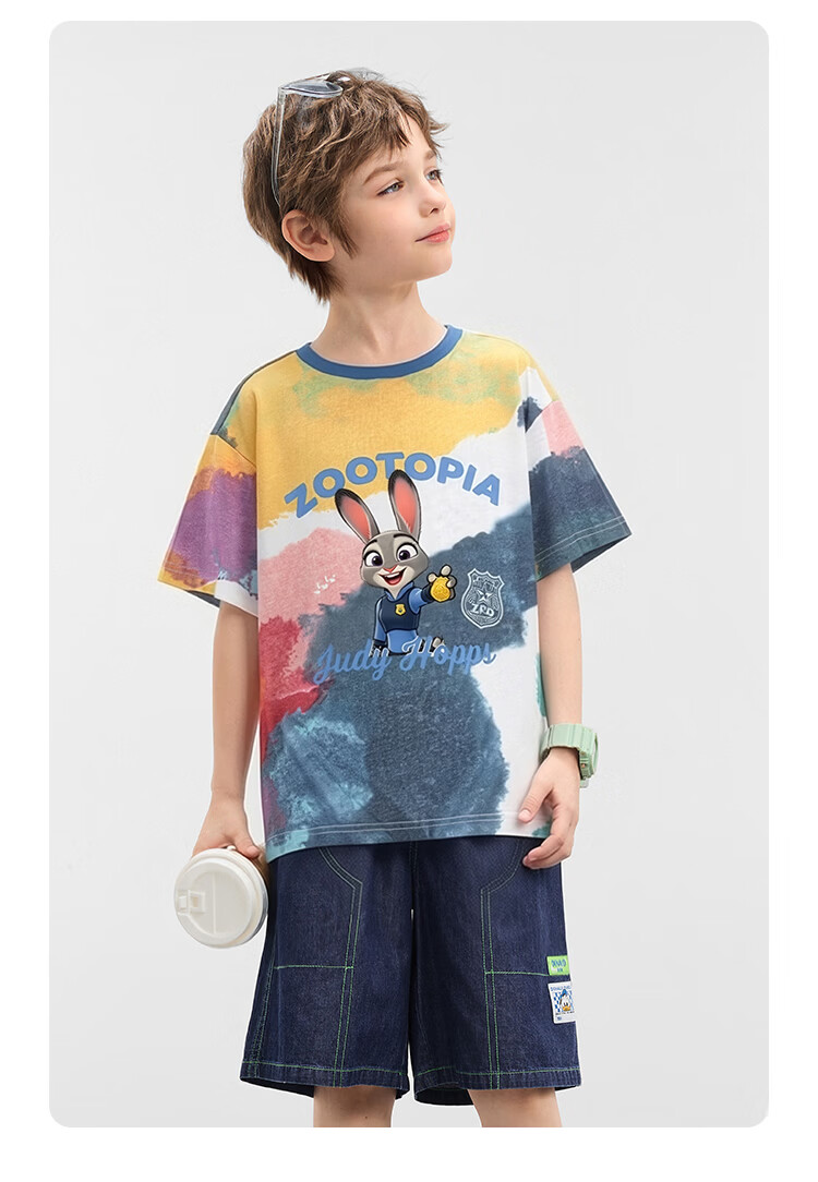Disney Zootopia Girls' Short Sleeve T-Shirt Judy Print Cotton Pink Size 110 19