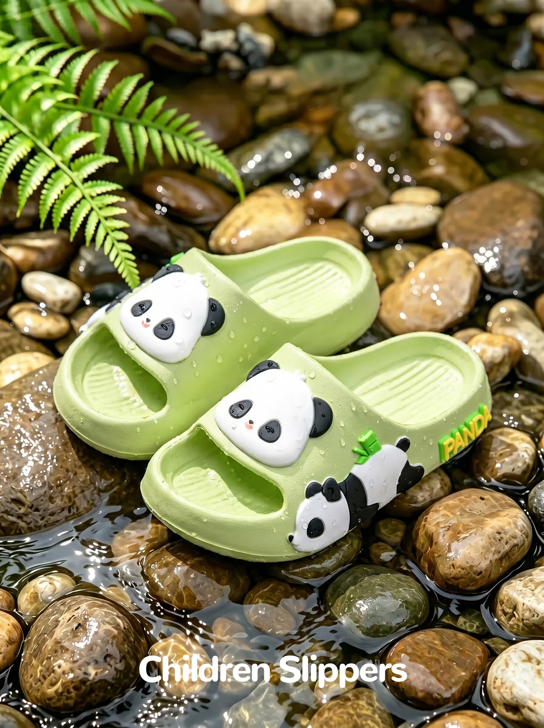 TUDOUWU Kids Slippers for Children, Indoor and Outdoor Non-Slip Soft Sole Sandals, Panda Design Size 210 18